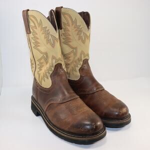 Justin Cowboy Boots Men’s 9D Brown Western Leather Work Boots